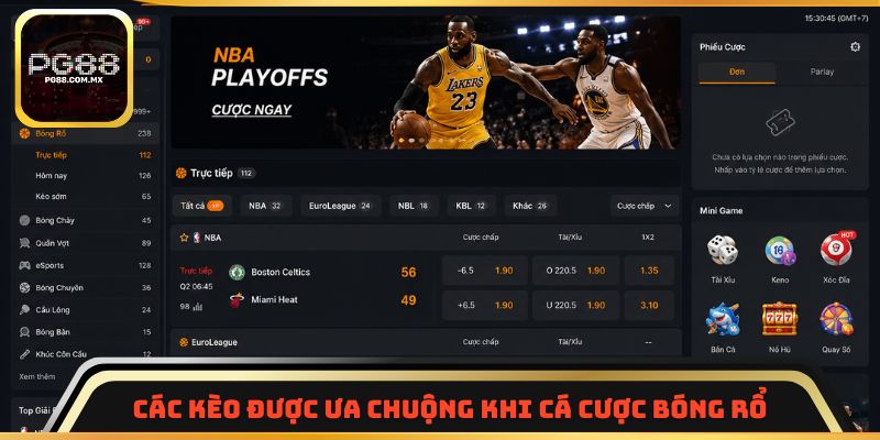 Các kèo được ưa chuộng khi cá cược bóng rổ
