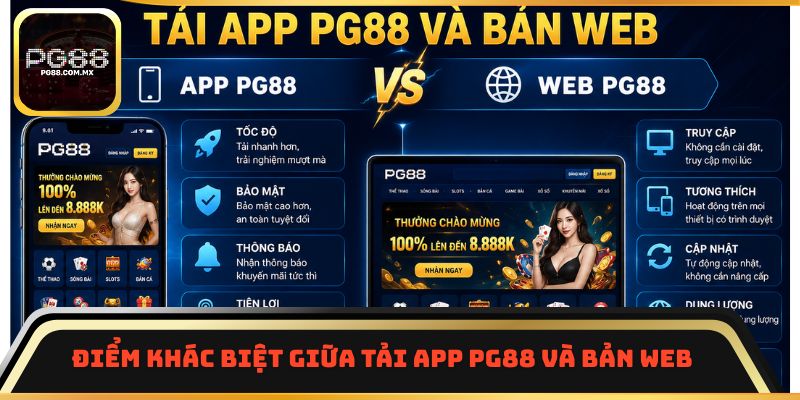 Điểm khác biệt giữa tải app PG88 và bản web 